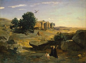 Hagar in der Wildnis von Jean Baptiste Camille Corot